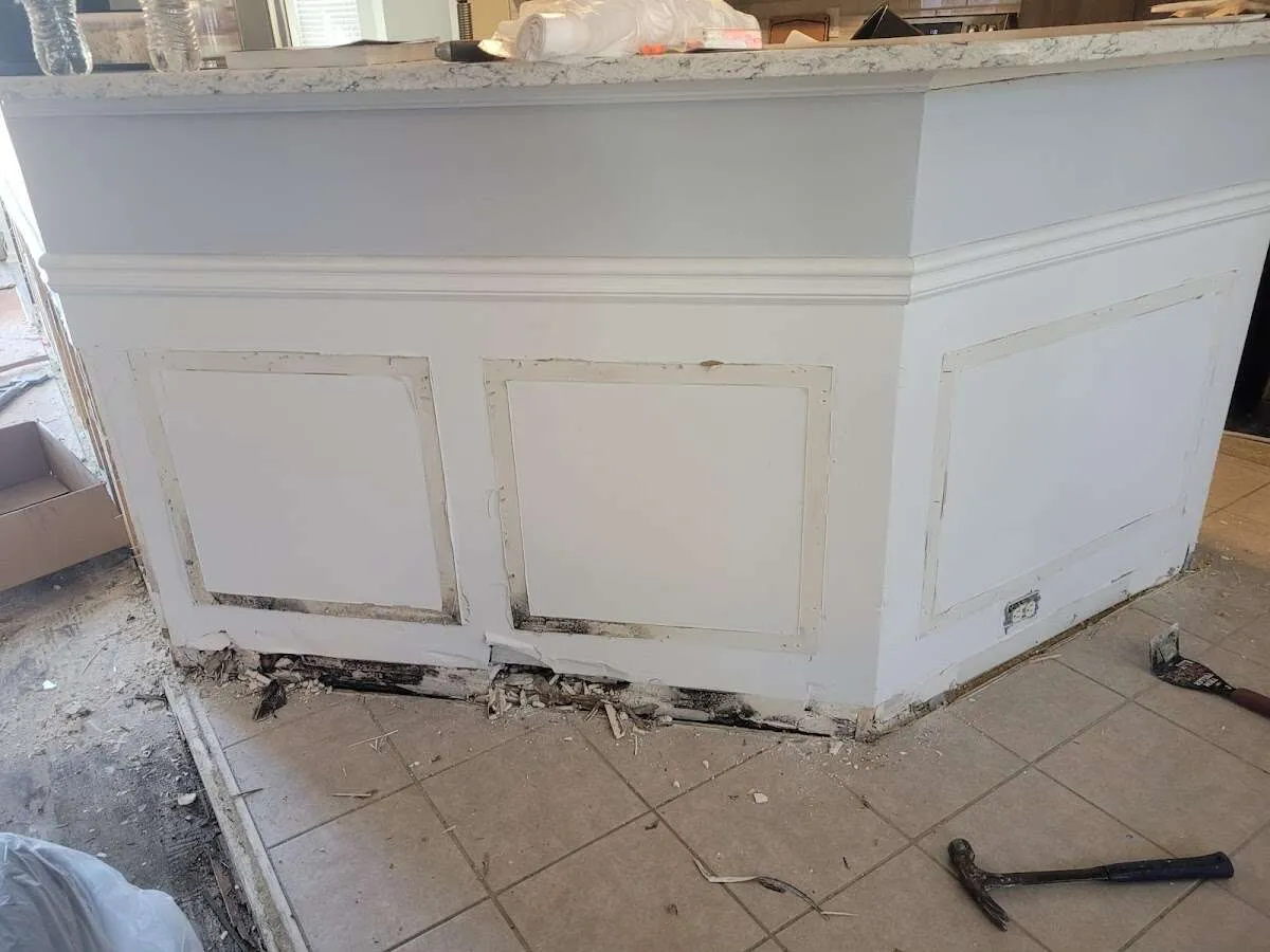 Water damage and mold on kitchen during Storm Damage Restoration in Los Lunas